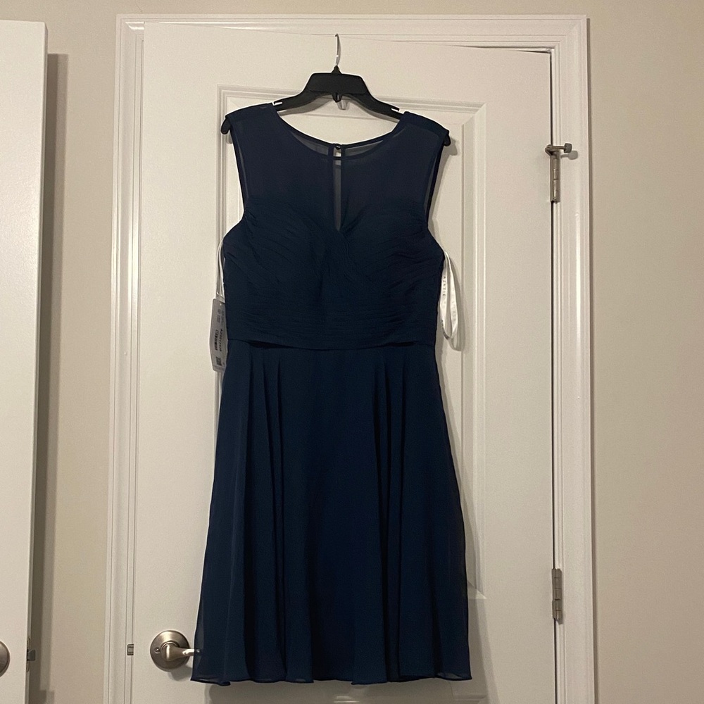Azazie Scarlett Navy Sleeveless Chiffon Midi Dress